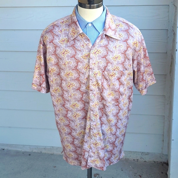 Patagonia Other - PATAGONIA‎ Inyo Abstract Brown Beige Yellow Polyester Mens XL Short Sleeve Shirt
